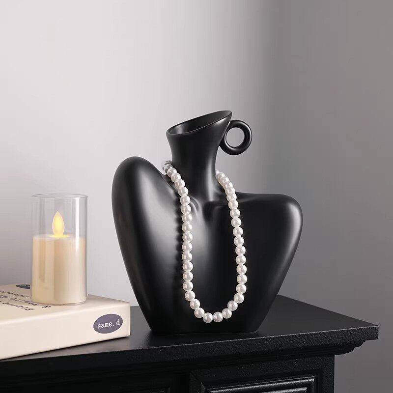 德国陶瓷艺术锁骨花瓶摆件客厅插花小众设计感电视酒柜玄关装饰