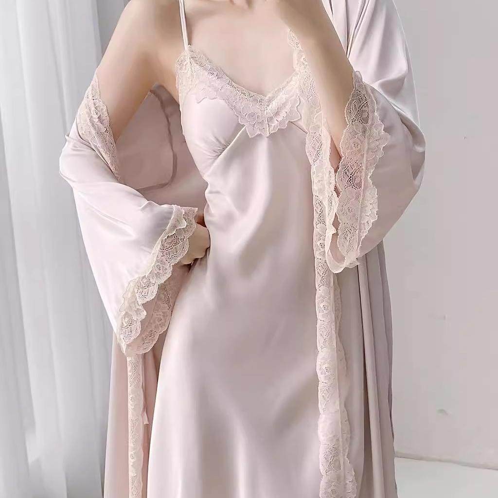 LULU性感长款吊带胸垫睡衣女2025春秋新款睡袍晨袍睡裙两件套礼盒,女士内衣/男士内衣/家居服,睡衣/家居服套装,淘宝优惠券,粉丝福利购,淘宝优惠卷