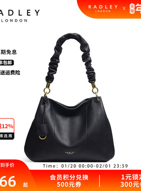 【合并】Radley23FW英国奢品黑色牛皮单肩包褶皱肩带腋下包减龄