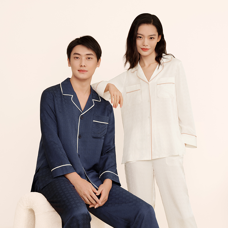 万事利100%桑蚕丝真丝睡衣