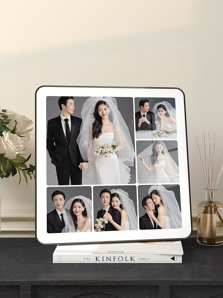 情侣婚纱照片打印定制相框摆台加洗结婚照做成宫格创意摆件高级感