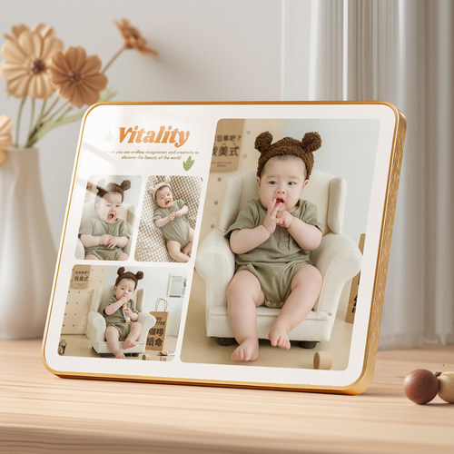 宝宝相框摆台铝合金免费冲印照片