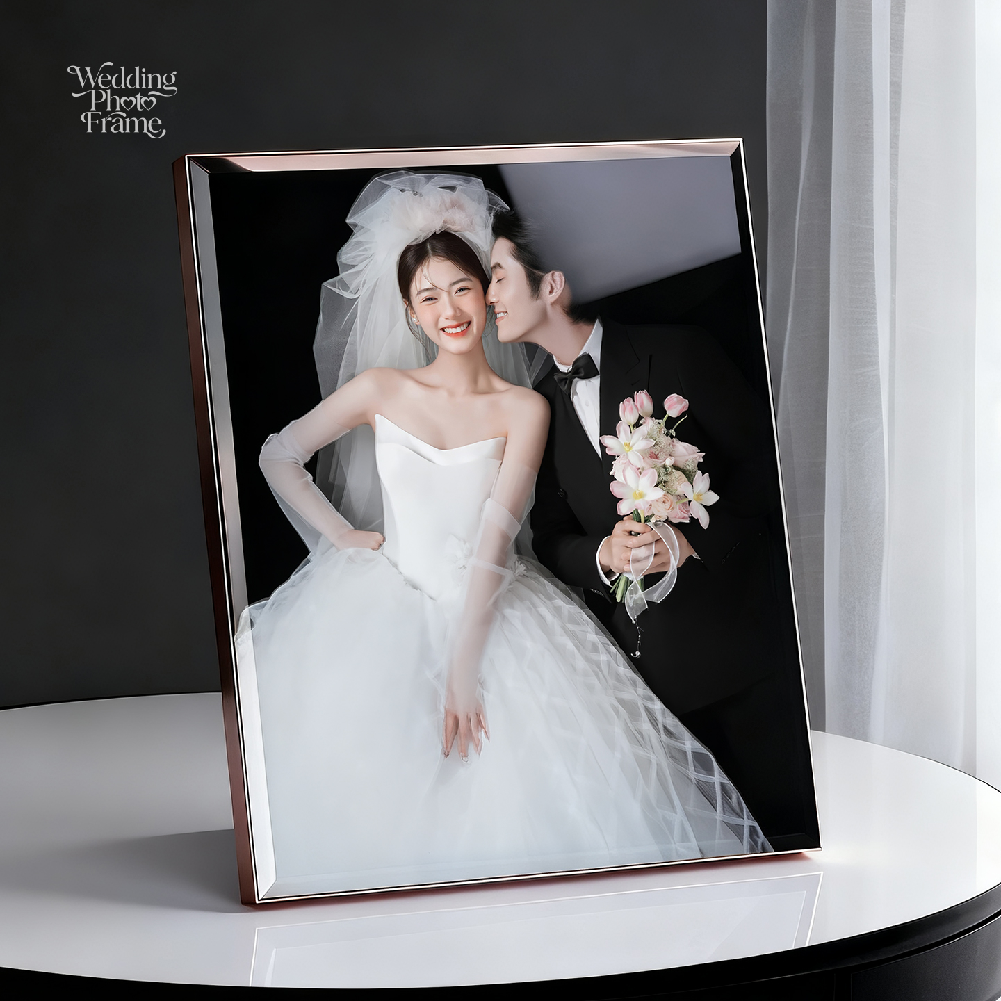 婚纱照相框摆台定制高端皮革背板