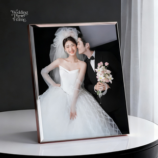 相框摆台照片定制婚纱照高级感水晶摆件全家福结婚照打印加相框