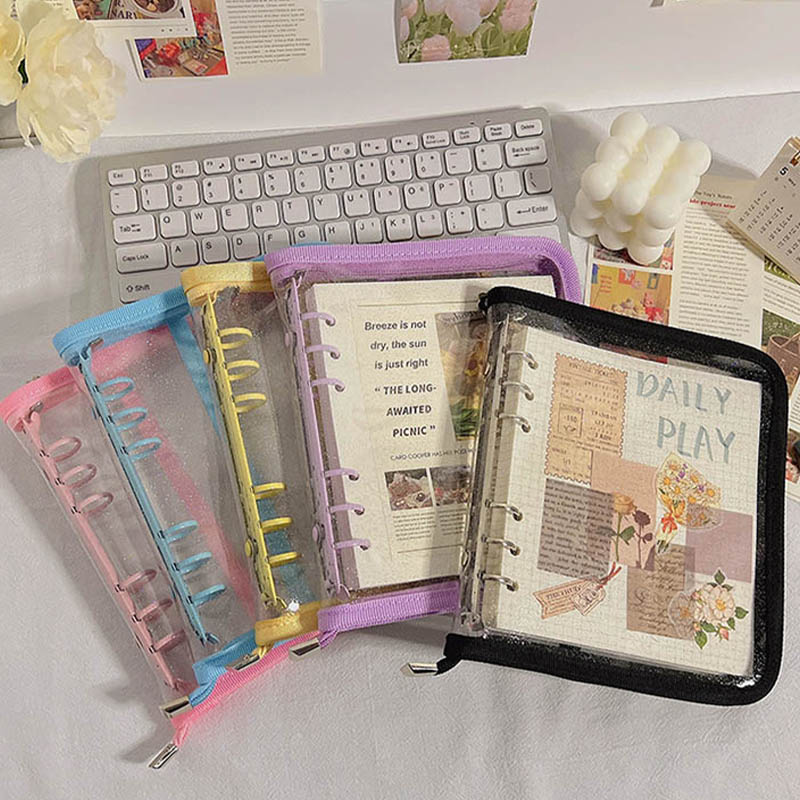 韩版A6拉链活页本PVC简约透明