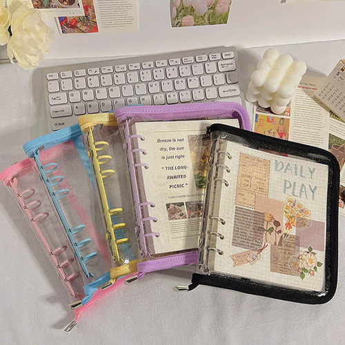 韩版A6拉链活页本PVC简约透明