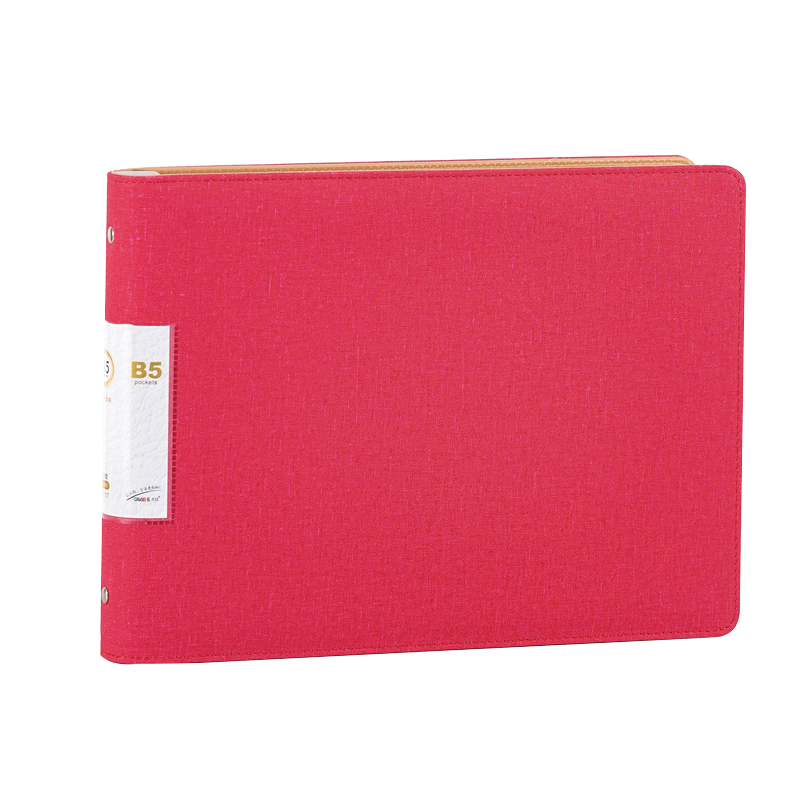 高档皮质资料册横款磨砂变色a4文件夹透明插页高清20孔O型夹B5票据夹A5活页收纳6孔横式插袋办公用品定制logo