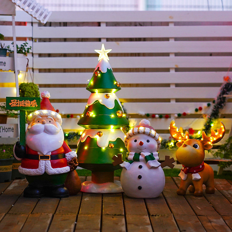 太阳能灯网红圣诞节老人树脂雪人橱窗装饰品袜子雪橇驯鹿礼盒摆件,家居饰品,落地摆件,淘宝优惠券,粉丝福利购,淘宝优惠卷