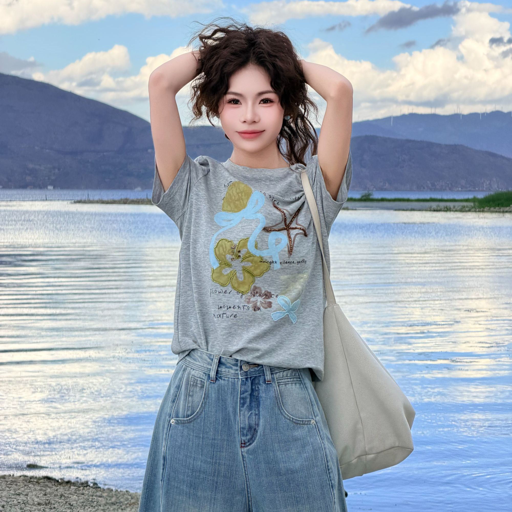 几里与麻海星T圆领减龄短袖T恤图片