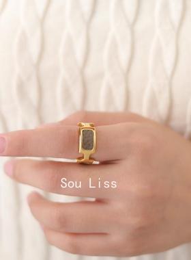 时尚简约H字母钛钢戒指