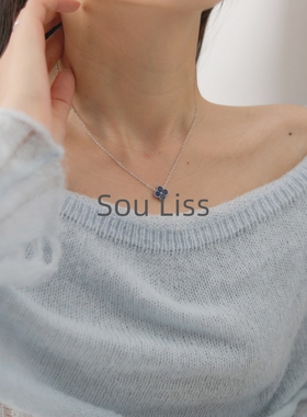 时尚气质镶钻四瓣花四叶草钛钢项链女小众百搭高级感锆石锁骨链