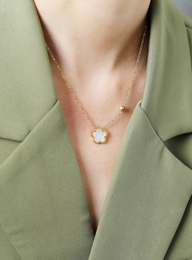 时尚气质贝母花朵锁骨链