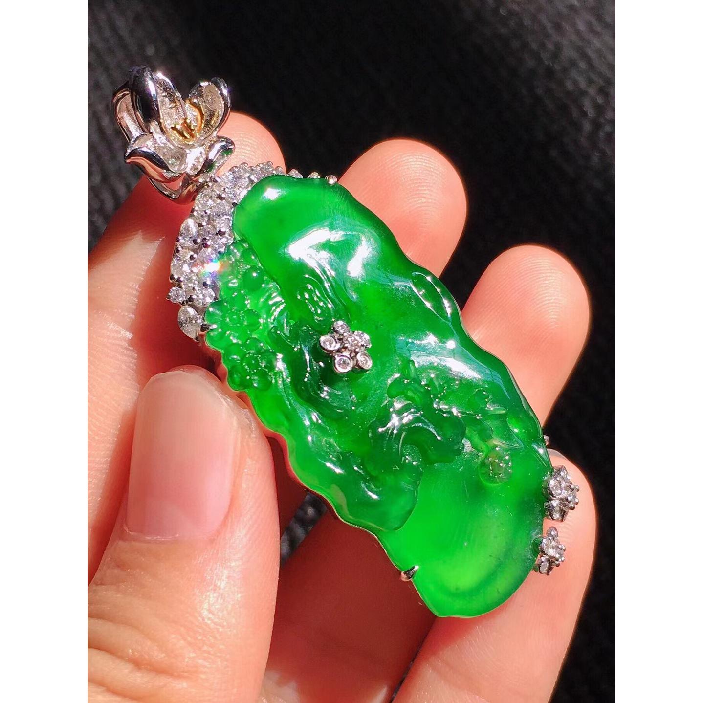 多欢喜缅甸翡翠雕刻玉石原石来料加工定制设计手工抛光18k金镶嵌