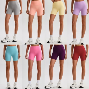 蜜桃提臀瑜伽短裤 欧美磨毛裸感运动短裤 女高腰收腹跑步健身三分裤