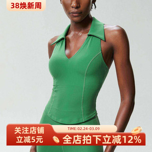 网球服跑步运动外穿翻领背心高强度防震健身上衣女瑜伽文胸含胸垫