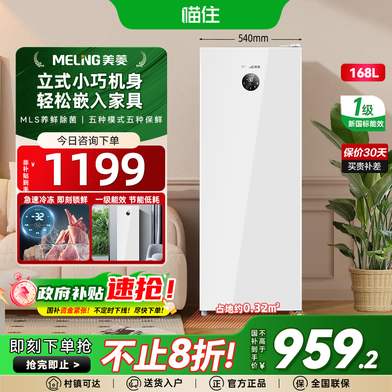 168L立式风冷无霜冷柜+补贴20%