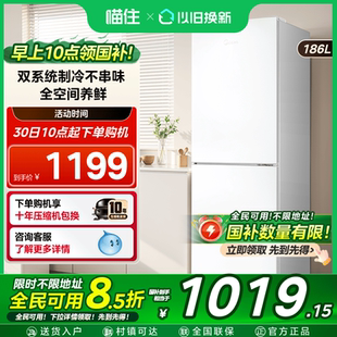 195超薄双开两门家用小户型宿舍出租屋节能省电白色电冰箱 美