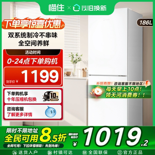 195超薄双开两门家用小户型宿舍出租屋节能省电白色电冰箱 美