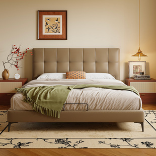 曲美家居中古风1.5米床轻奢现代简约主卧1.8米双人床