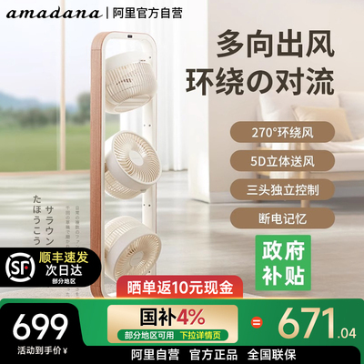 艾曼达三头空气循环扇C11家用静音电扇立式落地三多头电风扇1005