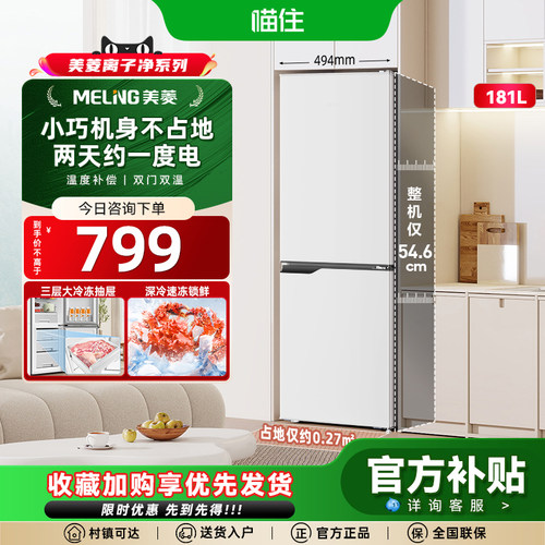 181L家用出租冷藏两门小冰箱美菱