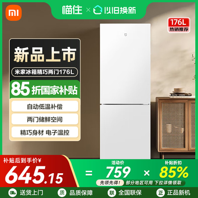 小米米家冰箱176L双开门小型家用低噪省电节能冷冻冷藏租房宿舍 A