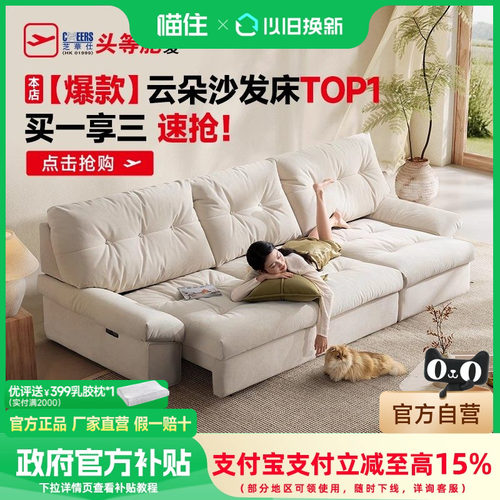 真0靠墙 云朵电动沙发床 五防猫抓布买1享3