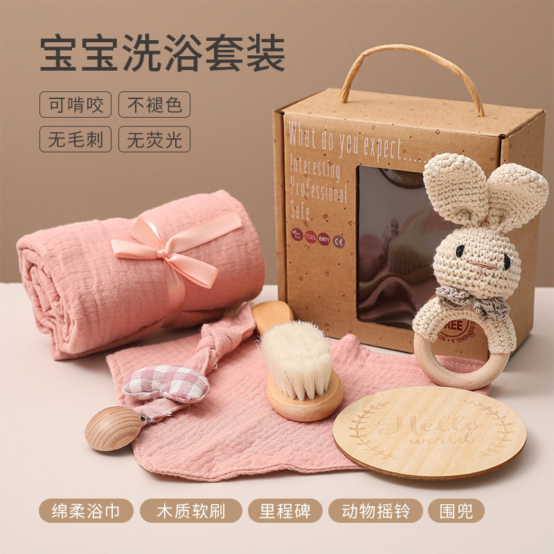 跨境婴儿布条奶嘴链套装玩具