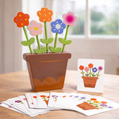 木制插花游戏创意盆栽摆件花朵儿童颜色认知手眼协调益智早教玩具