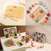 跨境北欧风木质玩具宝宝早教益智学习教具新生儿拍照道具形状拼图