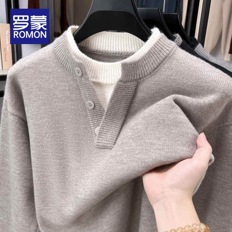 罗蒙套头柔软圆领毛衣
