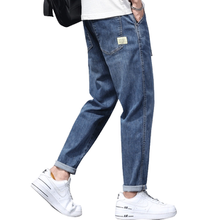罗蒙男士牛仔裤夏季薄款男生休闲裤宽松直筒潮牌锥形裤子男款长裤