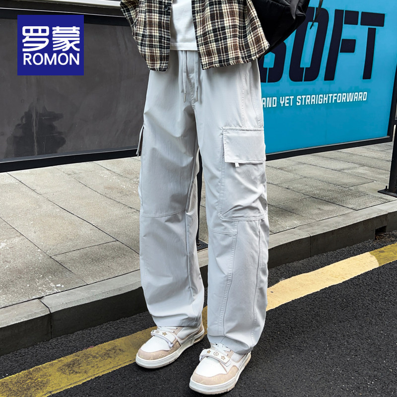 罗蒙男士户外运动工装休闲裤2026春季新款宽松百搭时尚潮流长裤男,男装,休闲裤,淘宝优惠券,粉丝福利购,淘宝优惠卷