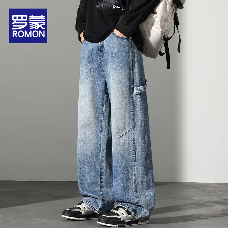 罗蒙拉链长裤秋季牛仔裤