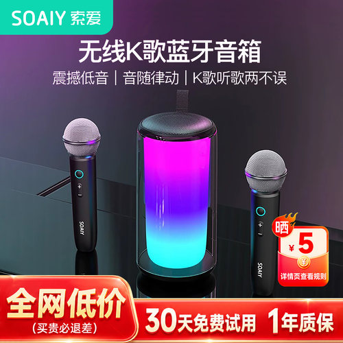 索爱新款高清音质双麦大功率音箱