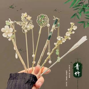 儿童发簪女古风簪子简约现代宫廷风女童汉服头饰流苏步摇发钗盘发