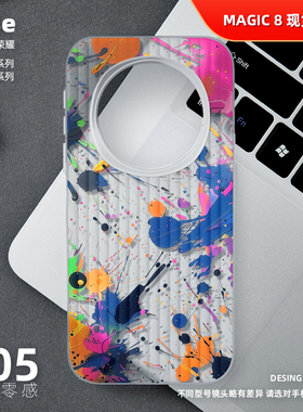 蓝紫油画手机壳适用荣耀Magic8Pro新款超薄磨砂半透明旅行箱情侣男女高级感时尚不会撞壳全包防滑Magic7Pro