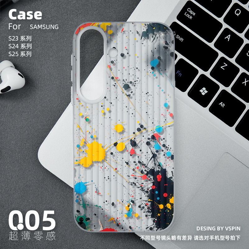 点状油画手机壳适用三星Galaxy S25 Plus磨砂Ultra新款半透明旅行箱壳s24超薄高级感男女保护套情侣时尚简约