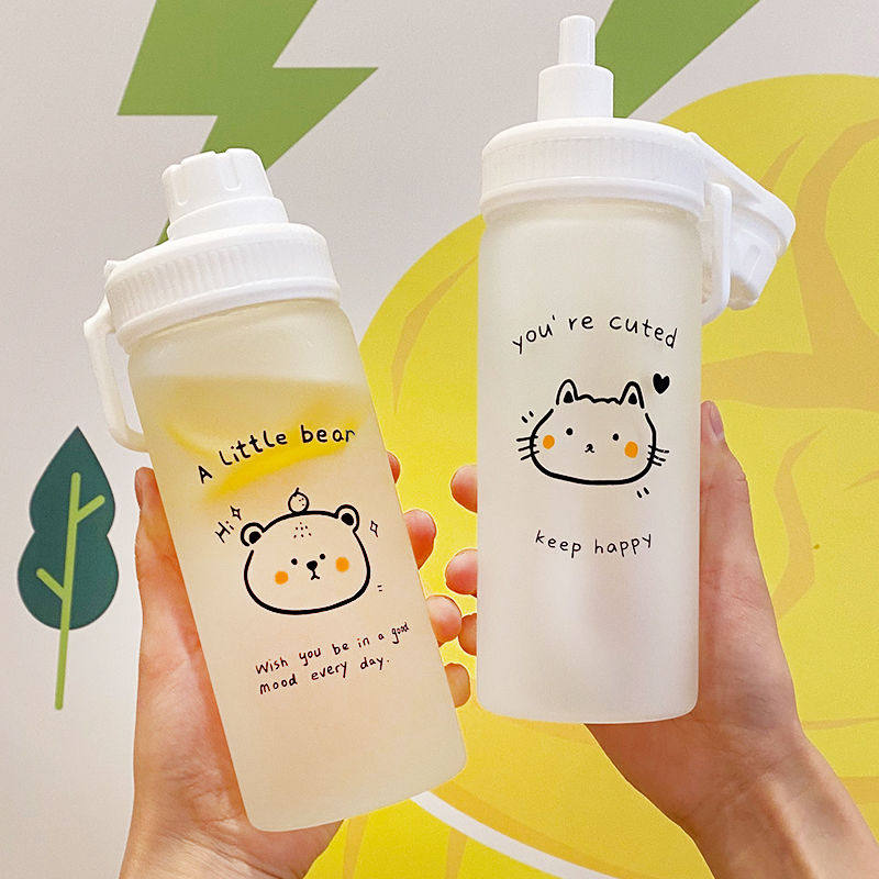 高颜值韩版创意办公室玻璃水杯大人简约卡通磨砂吸管杯子可爱少女|ruв категории посуда, чайный сервиз, другие - от Buy2taobao.com для оказания профессиональной услуги покупки агента Taobao