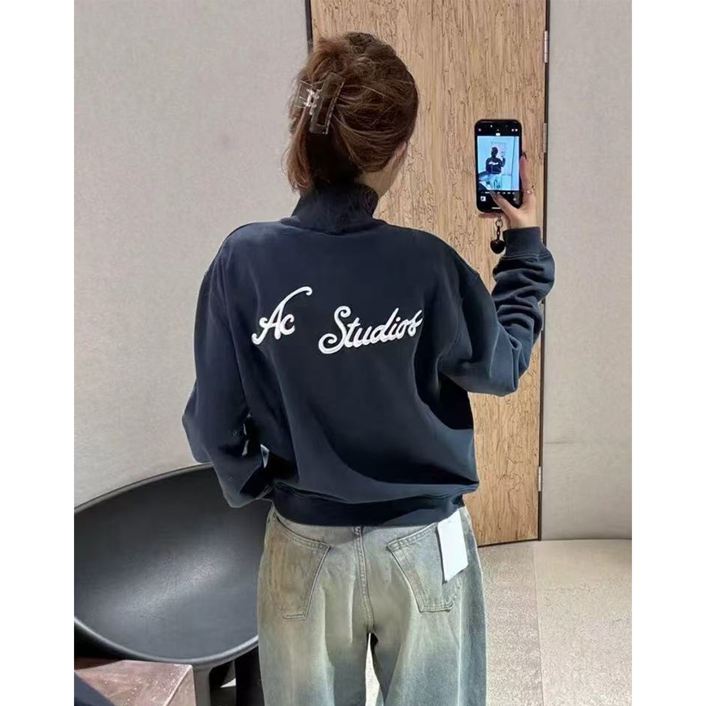 【高端】正确版AC新款3D重工刺绣立领拉链夹克外套男女宽松卫上衣,男装,棒球夹克,淘宝优惠券,粉丝福利购,淘宝优惠卷