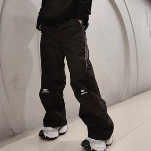 FW巴黎风滑雪系列3m刺绣拼接宽松休闲裤 B家加绒运动裤 正确