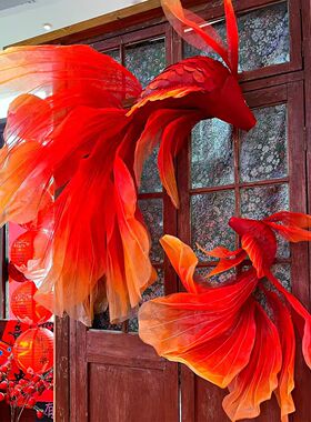 新年红色锦鲤挂饰2026马年春节幼儿园商场店铺珠宝店橱窗氛围装饰