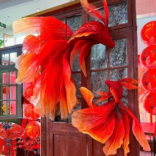 新年红色锦鲤挂饰2026马年春节幼儿园商场店铺珠宝店橱窗氛围装饰