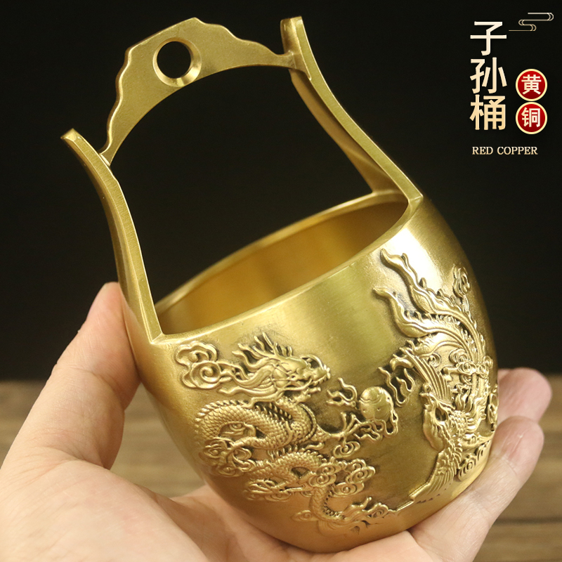 铜之心子孙桶黄铜摆件