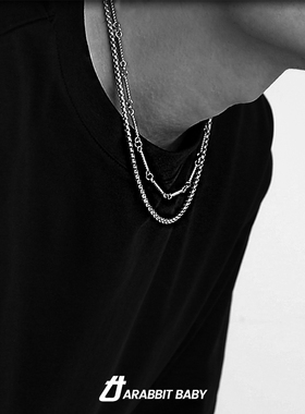 小众钛钢余文乐同款双层叠戴项链