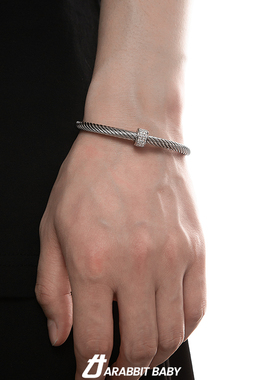 钛钢男士开口手镯手环小众设计款百搭时尚男女同款手链饰品配饰潮