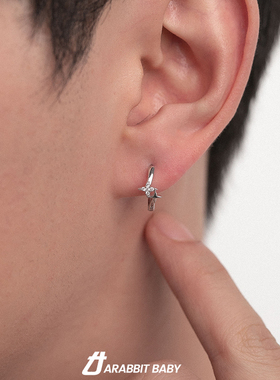 纯银耳环男高级感独特耳钉痞帅美式男生设计感小众冷淡风男士耳