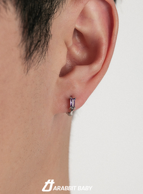 独特紫色纯银锆石耳环男女气质设计高级感耳钉耳圈养耳洞小众耳饰