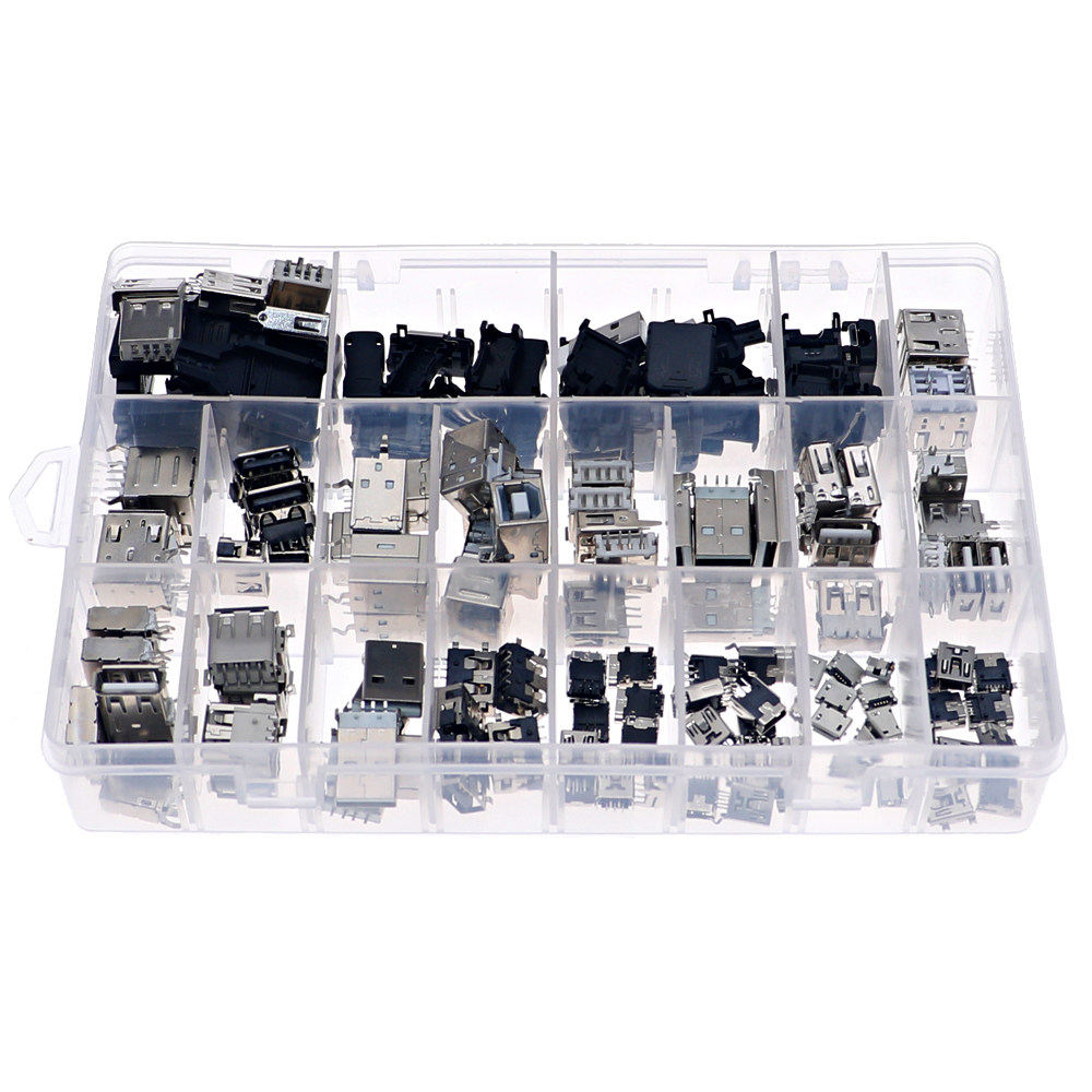 21种常用usb母头母座双层a型b型micro迷你usb插座diy维修混装套件