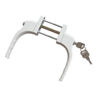 塑钢门双面执手50铝合金平开门把手断桥铝窄底座对穿拉手带钥匙